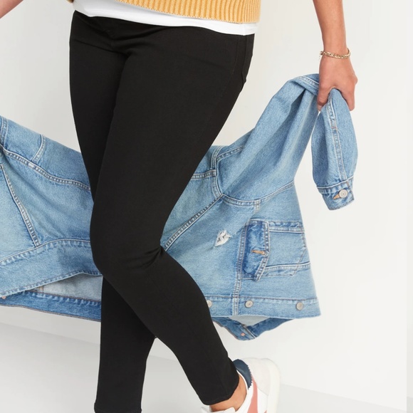Old Navy Maternity Full Panel Rockstar Super Skinny Black Jeans - Picture 1 of 6